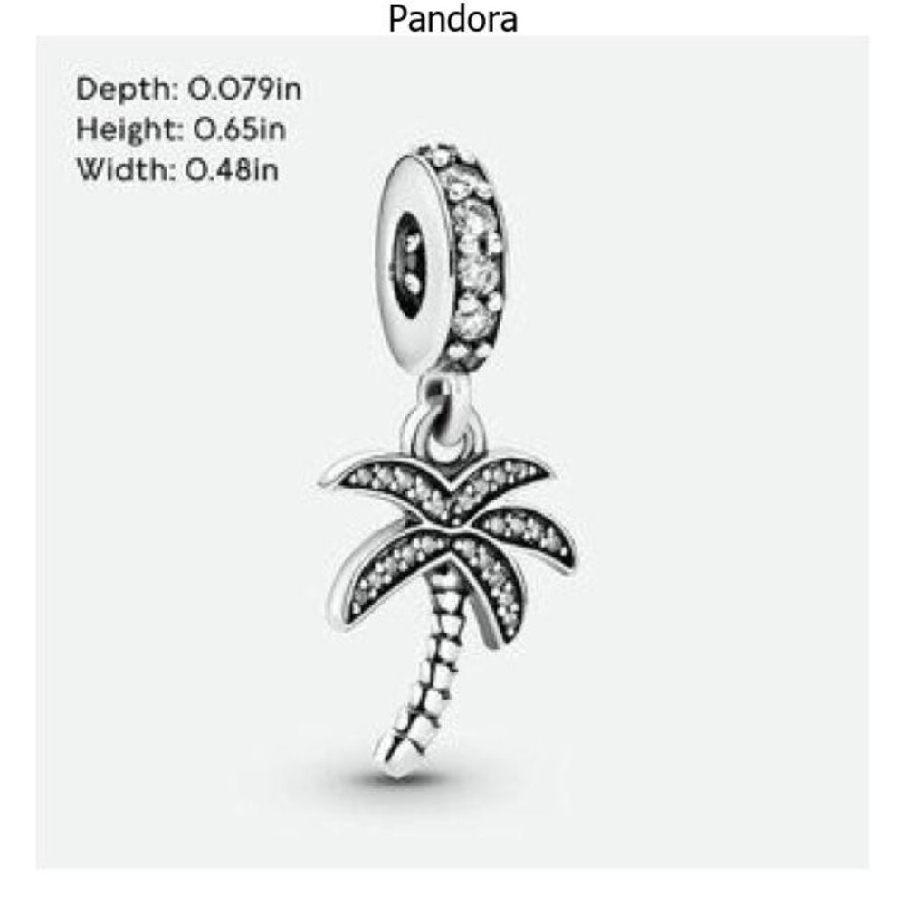 Pandora Sparkling Palm Tree Dangle Charm Sterling Silver